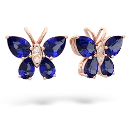 Lab Sapphire Butterfly 14K Rose Gold earrings E2215