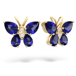 Lab Sapphire Butterfly 14K Yellow Gold earrings E2215