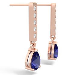 Lab Sapphire Art Deco Diamond Drop 14K Rose Gold earrings E5324