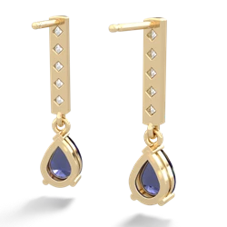 Lab Sapphire Art Deco Diamond Drop 14K Yellow Gold earrings E5324