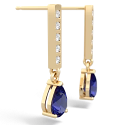 Lab Sapphire Art Deco Diamond Drop 14K Yellow Gold earrings E5324