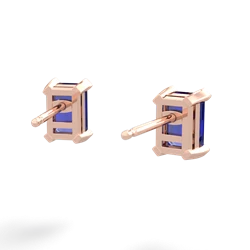 Lab Sapphire 6X4mm Emerald-Cut Stud 14K Rose Gold earrings E1855