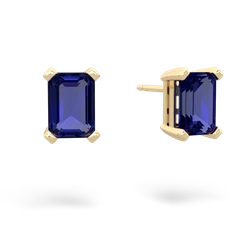 Lab Sapphire 7X5mm Emerald-Cut Stud 14K Yellow Gold earrings E1856