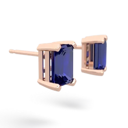 Lab Sapphire 7X5mm Emerald-Cut Stud 14K Rose Gold earrings E1856