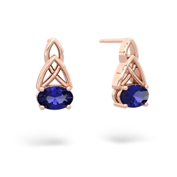 Lab Sapphire Celtic Trinity Knot 14K Rose Gold earrings E2389