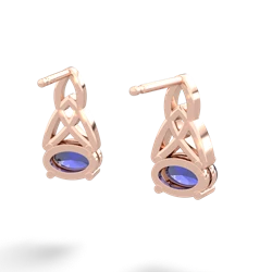 Lab Sapphire Celtic Trinity Knot 14K Rose Gold earrings E2389