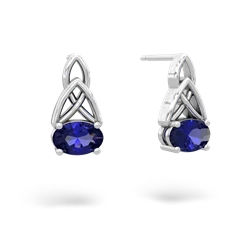 Lab Sapphire Celtic Trinity Knot 14K White Gold earrings E2389