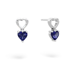 Lab Sapphire Four Hearts 14K White Gold earrings E2558