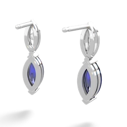 Lab Sapphire Marquise Drop 14K White Gold earrings E5333