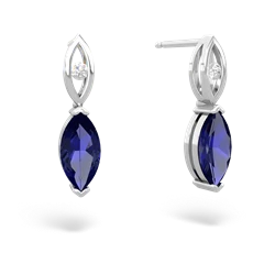 Lab Sapphire Marquise Drop 14K White Gold earrings E5333