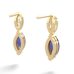 Lab Sapphire Marquise Drop 14K Yellow Gold earrings E5333