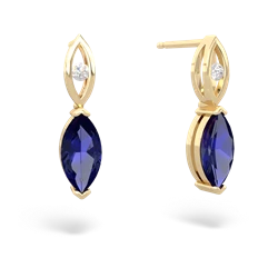 Lab Sapphire Marquise Drop 14K Yellow Gold earrings E5333