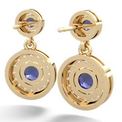 Lab Sapphire Halo Dangle 14K Yellow Gold earrings E5319