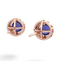 Lab Sapphire Halo 14K Rose Gold earrings E5320