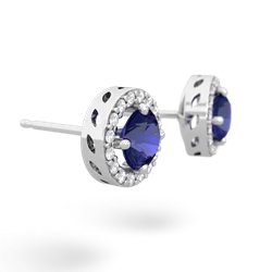 Lab Sapphire Halo 14K White Gold earrings E5320