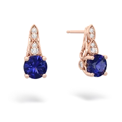 Lab Sapphire Antique Elegance 14K Rose Gold earrings E3100