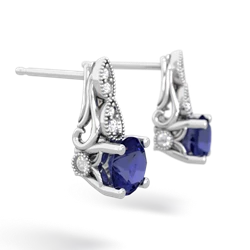 Lab Sapphire Antique Elegance 14K White Gold earrings E3100