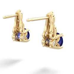 Lab Sapphire Antique Elegance 14K Yellow Gold earrings E3100