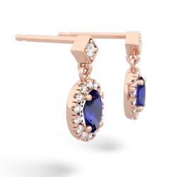 Lab Sapphire Antique-Style Halo 14K Rose Gold earrings E5720