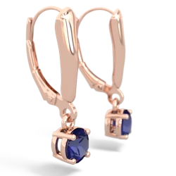 Lab Sapphire 5Mm Round Lever Back 14K Rose Gold earrings E2785