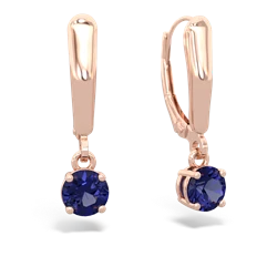 Lab Sapphire 5Mm Round Lever Back 14K Rose Gold earrings E2785