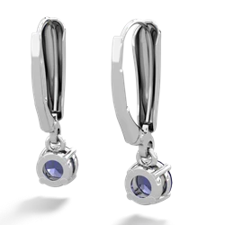 Lab Sapphire 5Mm Round Lever Back 14K White Gold earrings E2785