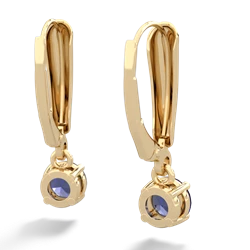 Lab Sapphire 5Mm Round Lever Back 14K Yellow Gold earrings E2785