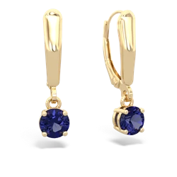 Lab Sapphire 5Mm Round Lever Back 14K Yellow Gold earrings E2785