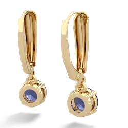 Lab Sapphire 6Mm  Round Lever Back 14K Yellow Gold earrings E2786