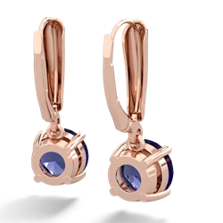 Lab Sapphire 8Mm  Round Lever Back 14K Rose Gold earrings E2788