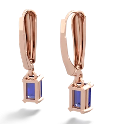 Lab Sapphire 6X4mm Emerald-Cut Lever Back 14K Rose Gold earrings E2855
