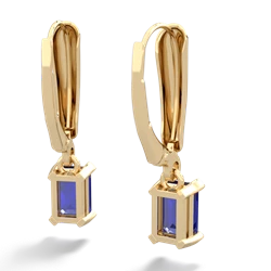Lab Sapphire 6X4mm Emerald-Cut Lever Back 14K Yellow Gold earrings E2855