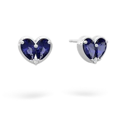 Lab Sapphire 'Our Heart' 14K White Gold earrings E5072