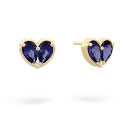 Lab Sapphire 'Our Heart' 14K Yellow Gold earrings E5072