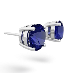 Lab Sapphire 8Mm Round Stud 14K White Gold earrings E1788