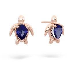 Lab Sapphire Baby Sea Turtle 14K Rose Gold earrings E5241