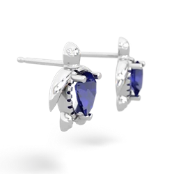 Lab Sapphire Baby Sea Turtle 14K White Gold earrings E5241