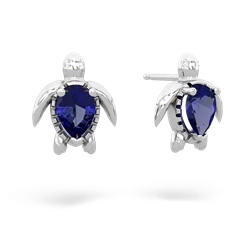 Lab Sapphire Baby Sea Turtle 14K White Gold earrings E5241