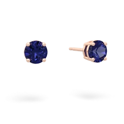 Lab Sapphire 5Mm Round Stud 14K Rose Gold earrings E1785