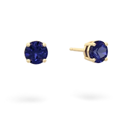 Lab Sapphire 5Mm Round Stud 14K Yellow Gold earrings E1785