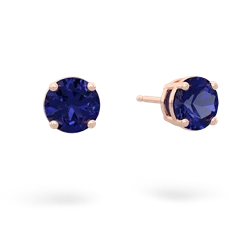 Lab Sapphire 6Mm Round Stud 14K Rose Gold earrings E1786