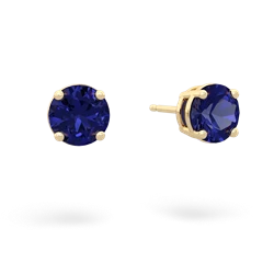 Lab Sapphire 6Mm Round Stud 14K Yellow Gold earrings E1786