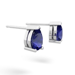 Lab Sapphire Teardrop Stud 14K White Gold earrings E1793