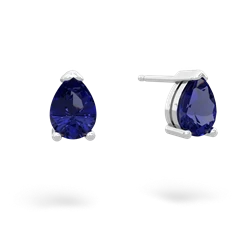 Lab Sapphire Teardrop Stud 14K White Gold earrings E1793