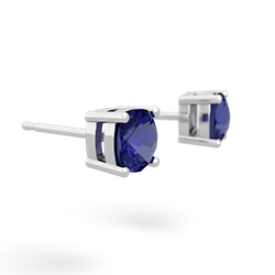 Lab Sapphire 5Mm Checkerboard Cushion Stud 14K White Gold earrings E1795