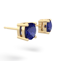 Lab Sapphire 6Mm Checkerboard Cushion Stud 14K Yellow Gold earrings E1796