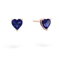 Lab Sapphire 5Mm Heart Stud 14K Rose Gold earrings E1861