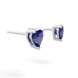 Lab Sapphire 5Mm Heart Stud 14K White Gold earrings E1861