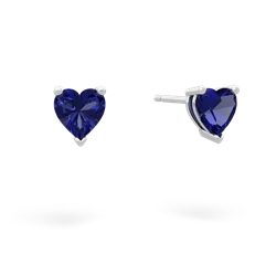 Lab Sapphire 5Mm Heart Stud 14K White Gold earrings E1861