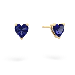 Lab Sapphire 5Mm Heart Stud 14K Yellow Gold earrings E1861